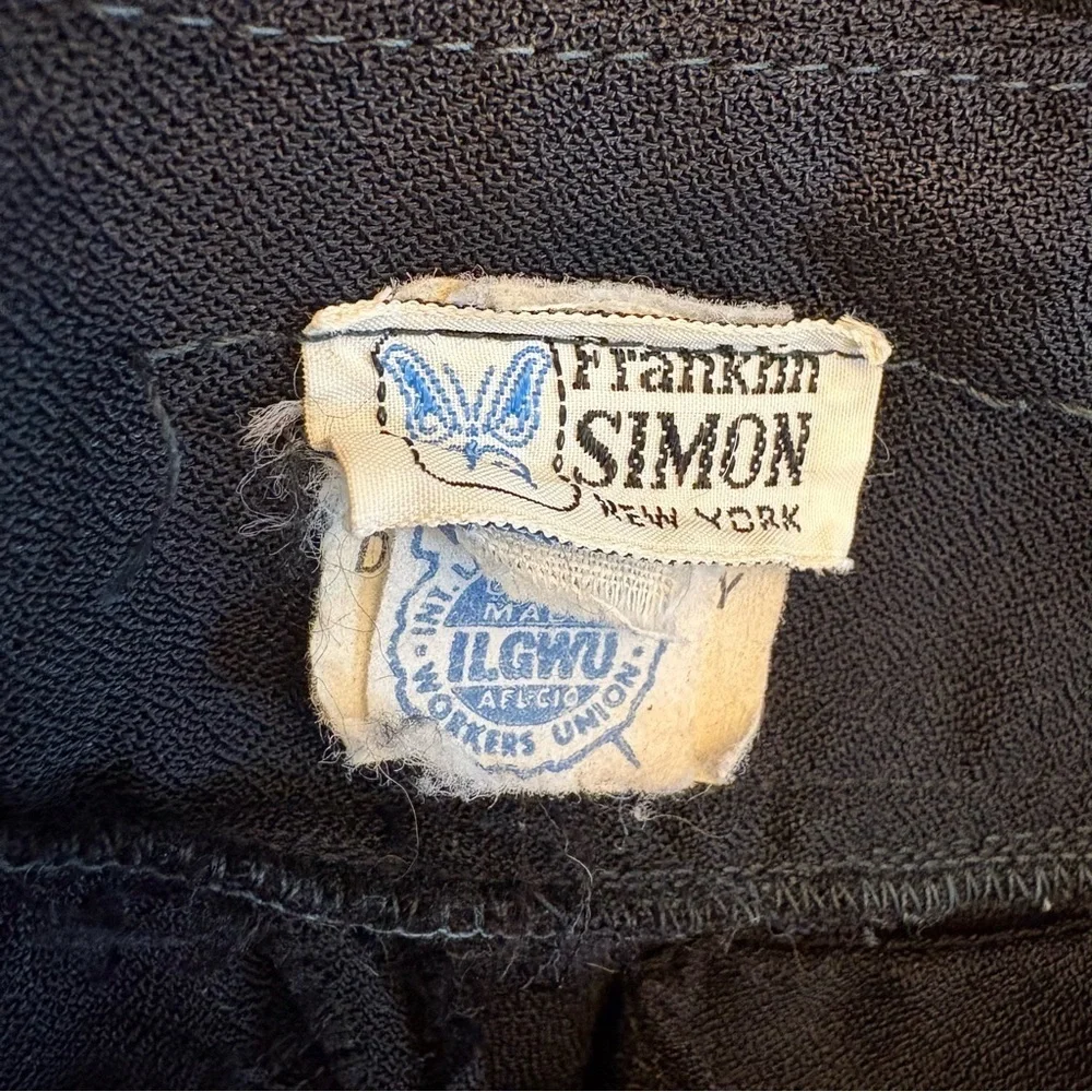 Vintage 1960s Franklin Simon New York Black Pleated Palazzo Wide Leg Pants - Picture 6 of 9